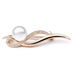 Stříbrná brož s řiční perlou Stephanie Gold, stříbro 925/1000, Bílá