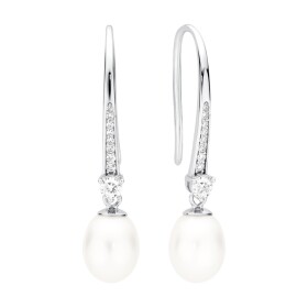 Stříbrné náušnice s bílou 8.5-9 mm perlou Joana, stříbro 925/1000, Bílá