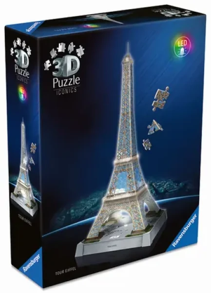 Ravensburger 3D Puzzle Iconics: Eiffelova věž (Noční edice)