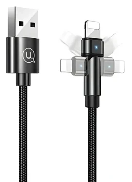 USAMS SJ476 U60 černá / Datový kabel / Lightning / 2A / 1 m / otočný konektor (SJ476USB01)