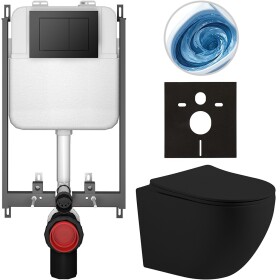 CERANO Kompletní WC set Basic/Cesso - černá matná - WC tlačítko Maxio/Černá - pro zazdění - 49x36 cm - 8050BD86216