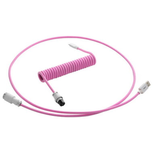 CableMod PRO Coiled Keyboard Cable USB-C - USB-A 1.5m Strawberry Cream / Kabel pro klávesnici (CM-PKCA-CWAW-IW150IW-R)