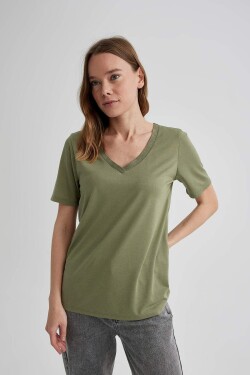 DEFACTO Regular Fit V Neck Short Sleeve T-Shirt K5057az23sp