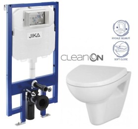 JIKA předstěnový instalační 8 cm systém bez tlačítka + WC CERSANIT CLEANON PARVA + SEDÁTKO H894652 X PA1