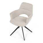 Židle jídelní, krémová látka, 360° vratný mechanismus, černý kov