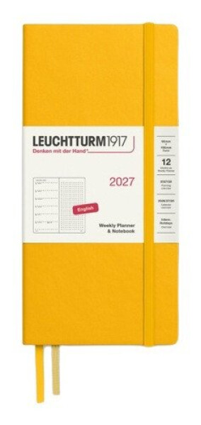 Týdenní plánovač & Zápisník Sunflower, tečkovaný Wallet B6+ x A6 2027, anglicky