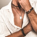 Pánský náramek Gerard - 6 mm tygří oko, pravá kůže, ocel, Hnědá 20,5 cm