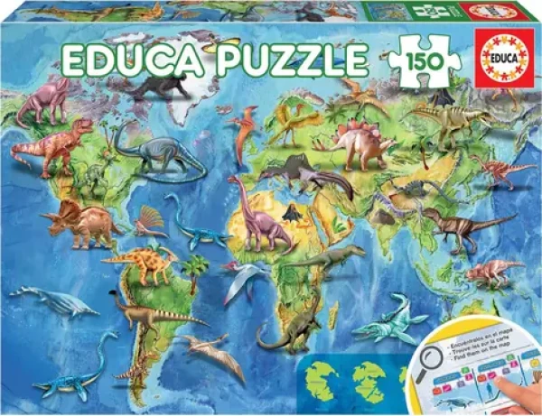EDUCA Puzzle Mapa světa s dinosaury