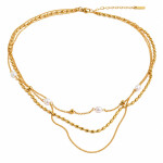 Trojitý dámský náhrdelník Marivelle Gold - chirurgická ocel, Zlatá 42 cm + 5 cm (prodloužení)