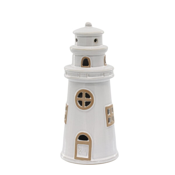 Chic Antique Svítící dekorace LED Lighthouse Cream, krémová barva, keramika