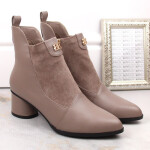D&A S.Barski Premium Collection W OLI232B béžové kozačky na podpatku 37