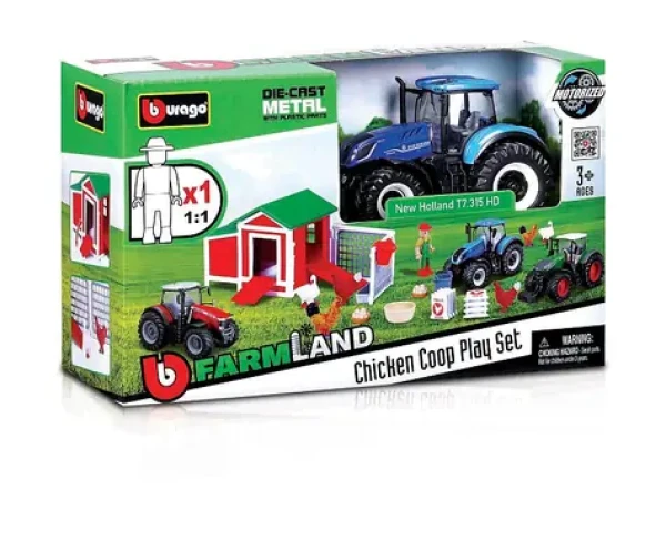 Bburago FARMLAND Set Kurník s traktorem