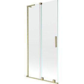 MEXEN/S - Velar L dvoukřídlá posuvná vanová zástěna 95 x 150, transparent, zlatá kartáčovaná 896-095-003-01-55