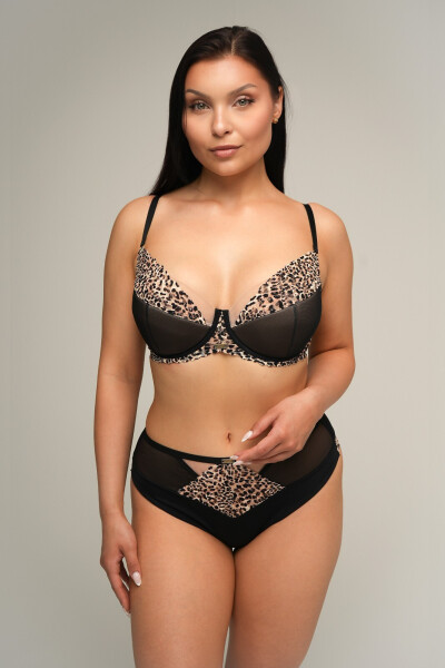 Ava 2208/B S-XL Brazilské kalhotky černý panter XL