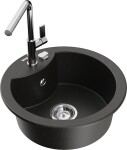 MEXEN/S - Diego granitový dřez 1-miska včetně baterie Flora, černá/zlatá metalik 6512-75-670401-00