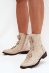 Zateplené dámské kotníkové boty na nízkém podpatku s ozdobnými květinami zlaté Pravienne 40