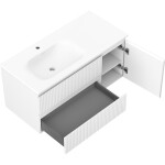 MEXEN/S - Rivel koupelnová skříňka 100 cm s umyvadlem Vela levá, 2S, 1D, reliéf, bílá mat 91A23-10047-3-BBFFF01-W23L01