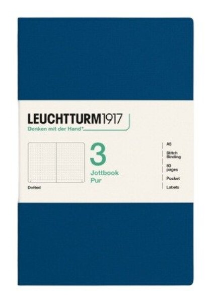 Zápisník Jottbook pur A5, 80l, tečkovaný, Indigo, 3ks