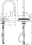 HANSGROHE - M81 Dřezová baterie Aquno Select s výsuvnou koncovkou a plochým sprchovým proudem, chrom 73837000