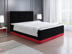 FRONTI Postel 1 160x200 s úložným prostorem - černá + červená - Alcantara 8902 + 054-4