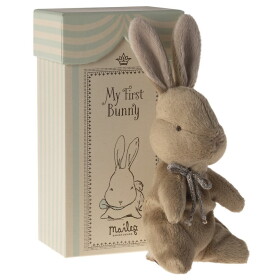 Maileg Plyšový zajíček My First Bunny – Brown, béžová barva, papír, textil