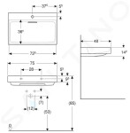 GEBERIT - ONE Umyvadlo 750x480x142 mm, skrytý přepad, s otvorem pro baterii, vodorovný odtok, KeraTect, bílá 505.036.00.1