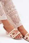 Háčkované dámské sandály na plochém podpatku béžové Nirina 36