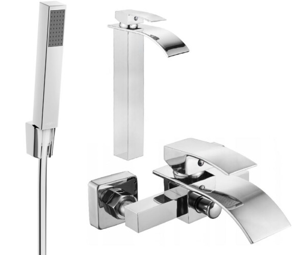 MEXEN - Aries R77 Set umyvadlové a vanové baterie s příslušenstvím, chrom 744813R77-00