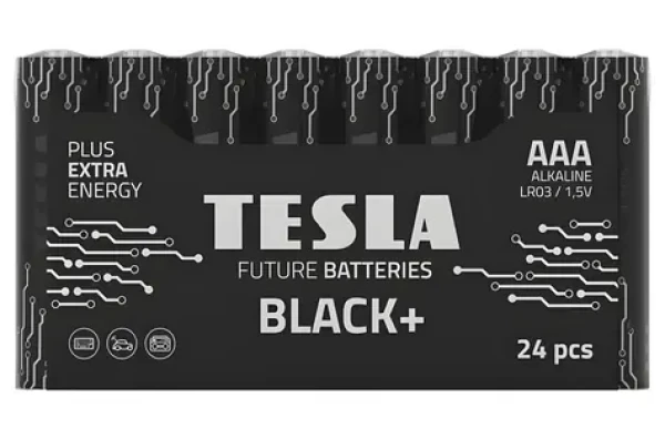 TESLA BLACK+ AAA 24 ks / Alkalická baterie / LR03 / mikrotužková / fólie (14032410)