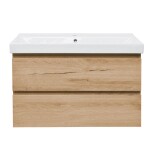 Koupelnová skříňka 2 zásuvková s umyvadlem SAT B-Way 99x50x45 cm dub mat BWAY2100OAKU1BI BWAY2100OAKU1BI