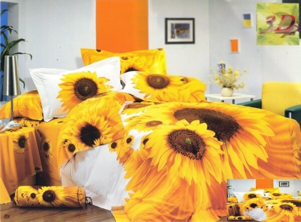 Bílo žluté ložní povlečení s motivem slunečnic Šířka: 160 cm | Délka: 200 cm 2ks 70x80 cm (standard zdarma) Šířka: 160 cm | Délka: 200 cm