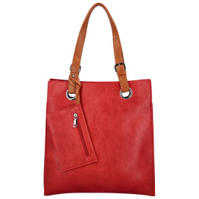 Módní dámská koženková kabelka na rameno Paytona, červená