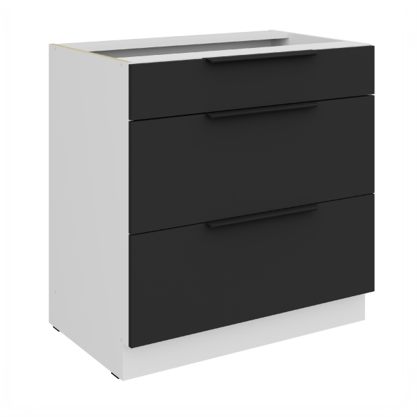 Spodní skříňka Aria 80 D 3S BB - Premium Box Barva korpusu: Bílá, Barva dvířek: BL - Black AFM