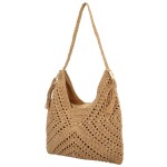 Módní dámská boho kabelka na rameno Ibolya, béžová
