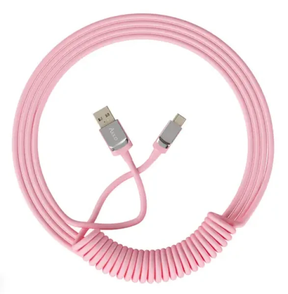 Akko Kroucený kabel USB-C (M) - USB-A (M) růžová / až 135 cm (6925758615266)