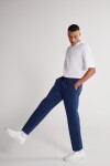 AC&Co / Altınyıldız Classics Unisex Indigo Standard Fit Normální Střih, Flexibilní Bavlněné Tepláky s Kapsami.