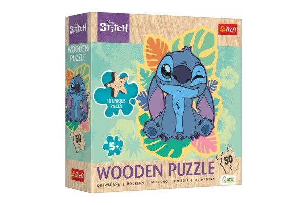 Dřevěné obrysové puzzle Stitch 50 dílků