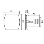 SAPHO - LEX koupelnový ventilátor axiální, 15W, potrubí 100, bílá LX101
