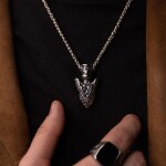 Pánský náhrdelník Ódinovo kopí - GUNGNIR - symbol VALKNUT, Stříbrná 60 cm
