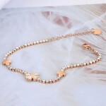 Ocelový náramek se zirkony Maira Gold - čtyřlístek, Zlatá 16 cm + 4 cm (prodloužení)