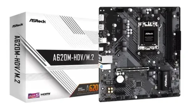 ASRock A620M-HDV/M.2 / AM5 / 2x DDR5 / 1x PCiex16 / GLAN / mATX (90-MXBLL0-A0UAYZ)