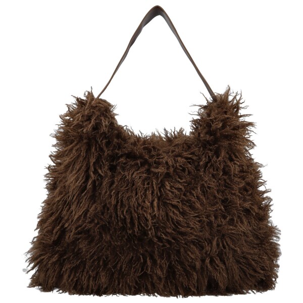 Stylová dámská plyšová kabelka do ruky Oresti, tmavě hnědá