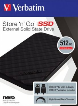 Verbatim SSD Store 'n' Go 512GB černá / Externí SDD / 2.5/ USB 3.2 Gen. 1 (53250)