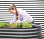 Kovový vyvýšený záhon – Grow Faster (d. 160 cm x š. 80 cm x v. 82 cm), černá