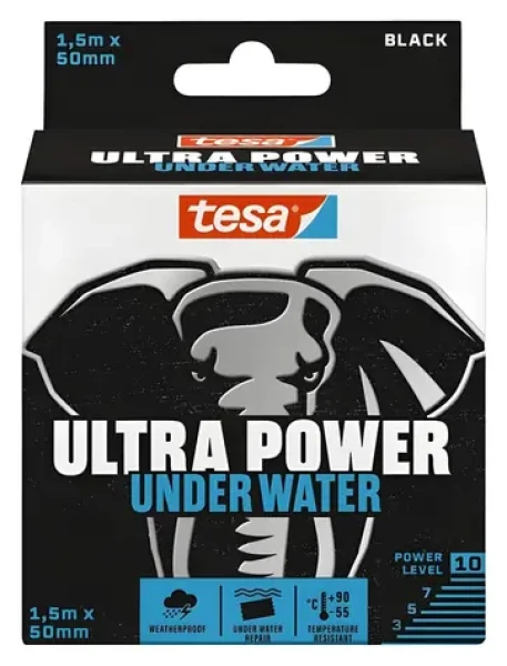 Tesa Ultra Power Under Water černá / Opravná páska / 1,5 m x 50 mm / voděodolná / -55 až 93 °C (56491-00000-01)