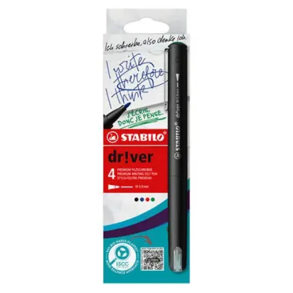 STABILO® dr!ver - medium - 4 ks sada - zelená, červená, modrá, černá (EO1089/4-01)