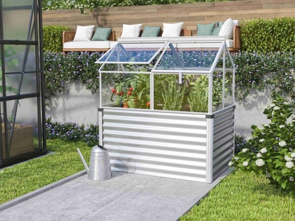 Vyvýšený záhon s pařeništěm (LG3738) Vitavia Gaia Jumbo, sklo 3 mm (stříbrný)