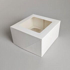 Cake star Bílá krabice s průhledným víkem na 4ks muffinů