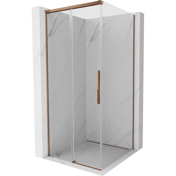 MEXEN/S - Rox sprchový kout posuvný 90 x 90, transparent, růžové zlato 8C2-090-090-60-00