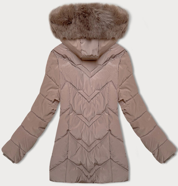 Dámská zimní plus size bunda v kakaové barvě s kapucí S'west (B8300-48) odstíny hnědé 46
